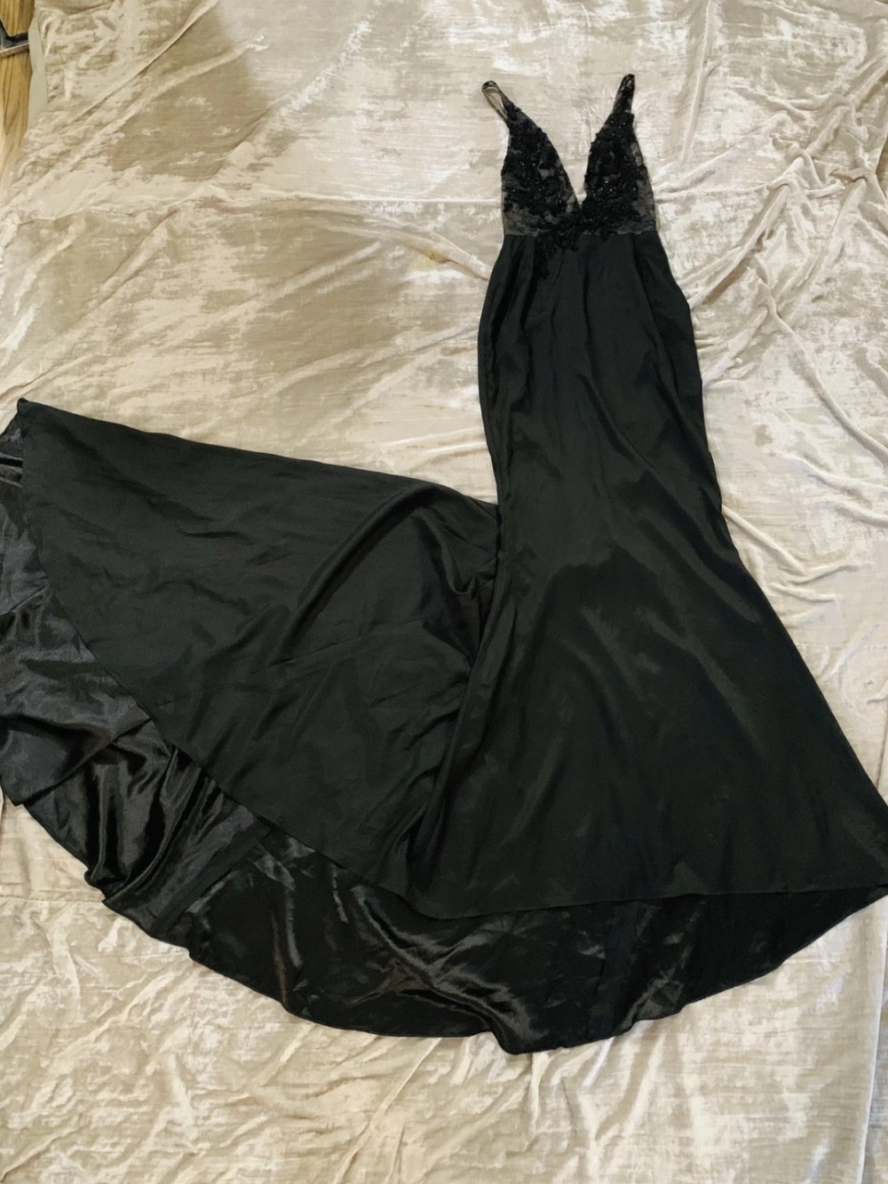 Vintage René Atelier Black Formal Evening Gown. Made in USA Sz S